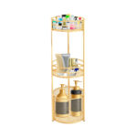 1-SOGA 3 Tier Bathroom Freestanding Storage Shelf Multifunctional Display Rack Organiser with Basket