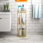 3-SOGA 2X 3 Tier Bathroom Freestanding Storage Shelf Multifunctional Display Rack Organiser with Basket