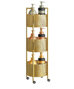 1-SOGA 3 Tier Bathroom Shelf Multifunctional Storage Display Rack Organiser with wheels