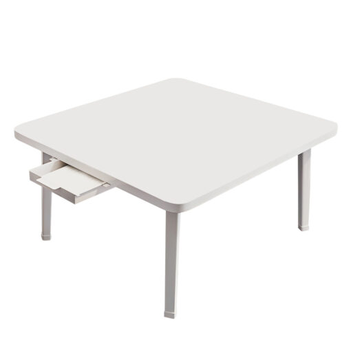 1-SOGA White Portable Floor Table Small Square Space-Saving Mini Desk Home Decor
