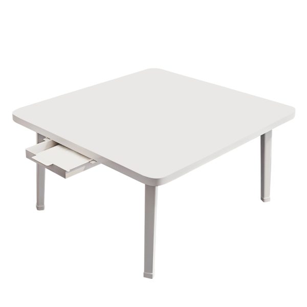 1-SOGA White Portable Floor Table Small Square Space-Saving Mini Desk Home Decor