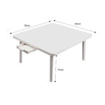 4-SOGA 2X White Portable Floor Table Small Square Space-Saving Mini Desk Home Decor