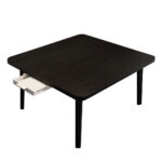 1-SOGA Black Portable Floor Table Small Square Space-Saving Mini Desk Home Decor