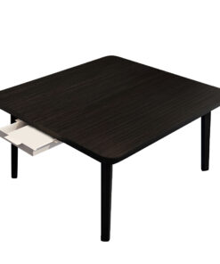 1-SOGA Black Portable Floor Table Small Square Space-Saving Mini Desk Home Decor
