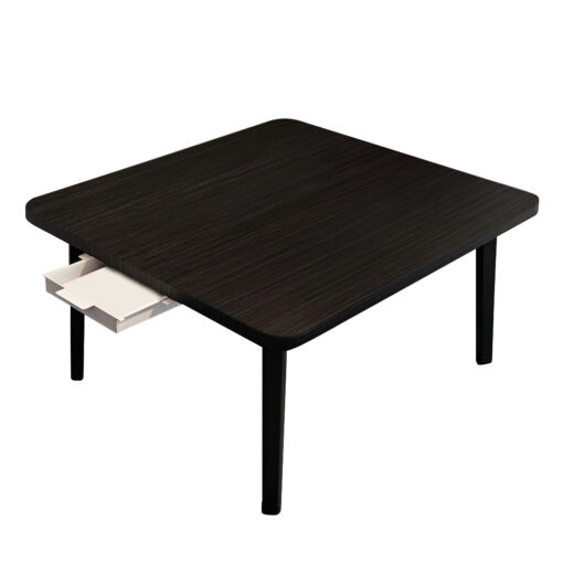 1-SOGA Black Portable Floor Table Small Square Space-Saving Mini Desk Home Decor