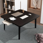 2-SOGA 2X  Black Portable Floor Table Small Square Space-Saving Mini Desk Home Decor