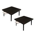 1-SOGA 2X  Black Portable Floor Table Small Square Space-Saving Mini Desk Home Decor