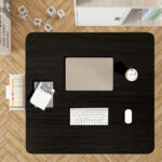 3-SOGA 2X  Black Portable Floor Table Small Square Space-Saving Mini Desk Home Decor