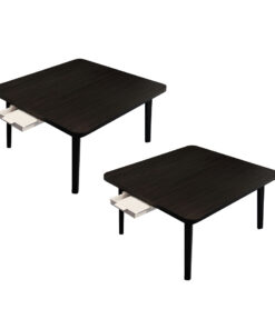1-SOGA 2X  Black Portable Floor Table Small Square Space-Saving Mini Desk Home Decor