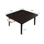 4-SOGA 2X  Black Portable Floor Table Small Square Space-Saving Mini Desk Home Decor