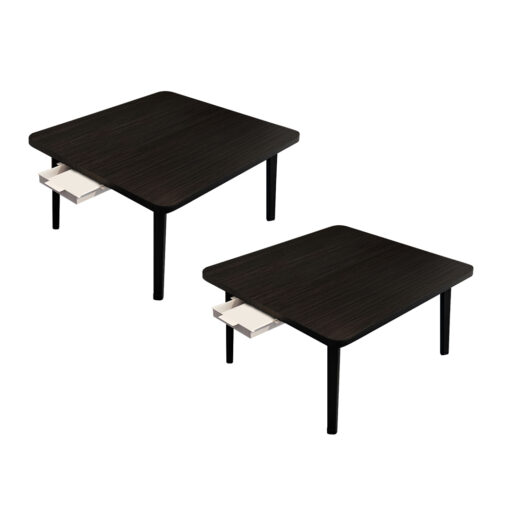 1-SOGA 2X  Black Portable Floor Table Small Square Space-Saving Mini Desk Home Decor