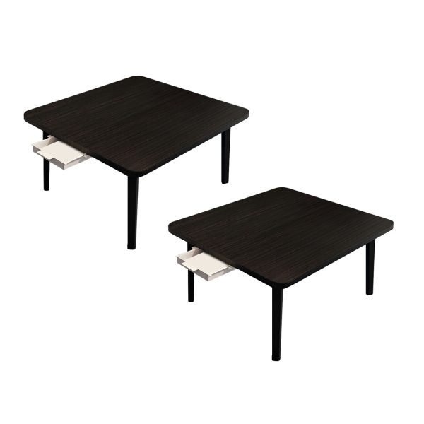 1-SOGA 2X  Black Portable Floor Table Small Square Space-Saving Mini Desk Home Decor