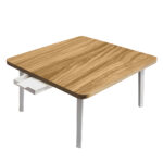 1-SOGA Wood-Colored Portable Floor Table Small Square Space-Saving Mini Desk Home Decor