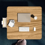 3-SOGA Wood-Colored Portable Floor Table Small Square Space-Saving Mini Desk Home Decor