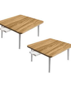 1-SOGA 2X Wood-Colored Portable Floor Table Small Square Space-Saving Mini Desk Home Decor