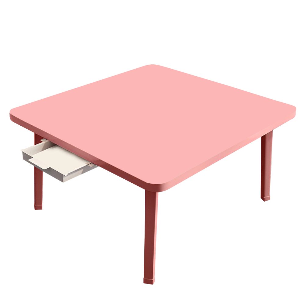 1-SOGA Pink Portable Floor Table Small Square Space-Saving Mini Desk Home Decor