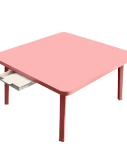 1-SOGA Pink Portable Floor Table Small Square Space-Saving Mini Desk Home Decor