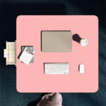 3-SOGA 2X Pink Portable Floor Table Small Square Space-Saving Mini Desk Home Decor