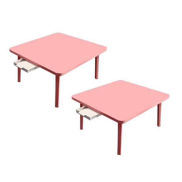 1-SOGA 2X Pink Portable Floor Table Small Square Space-Saving Mini Desk Home Decor