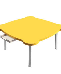 1-SOGA Yellow Minimalist Cat Ear Portable Floor Table Small Space-Saving Mini Desk Home Decor