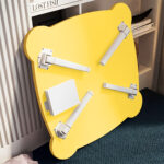 5-SOGA Yellow Minimalist Cat Ear Portable Floor Table Small Space-Saving Mini Desk Home Decor