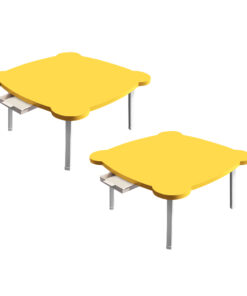 1-SOGA 2X Yellow Minimalist Cat Ear Portable Floor Table Small Space-Saving Mini Desk Home Decor