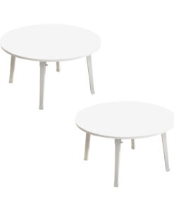 1-SOGA 2X White Portable Floor Table Small Round Space-Saving Mini Desk Home Decor