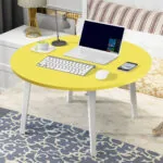 3-SOGA Yellow Portable Floor Table Small Round Space-Saving Mini Desk Home Decor
