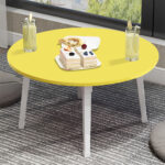 2-SOGA 2X Yellow Portable Floor Table Small Round Space-Saving Mini Desk Home Decor