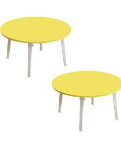 1-SOGA 2X Yellow Portable Floor Table Small Round Space-Saving Mini Desk Home Decor