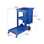 6-SOGA 3 Tier Multifunction Janitor Cleaning Waste Cart Trolley and Waterproof Bag with Lid Blue