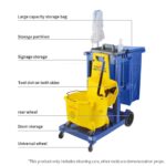7-SOGA 3 Tier Multifunction Janitor Cleaning Waste Cart Trolley and Waterproof Bag with Lid Blue