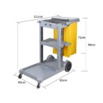 6-SOGA 3 Tier Multifunction Janitor Cleaning Waste Cart Trolley and Waterproof Bag with Lid