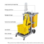 7-SOGA 3 Tier Multifunction Janitor Cleaning Waste Cart Trolley and Waterproof Bag with Lid