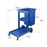 6-SOGA 2X 3 Tier Multifunction Janitor Cleaning Waste Cart Trolley and Waterproof Bag Blue