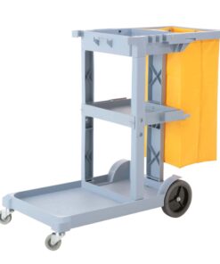 1-SOGA 3 Tier Multifunction Janitor Cleaning Waste Cart Trolley and Waterproof Bag