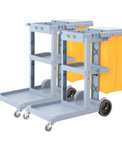 1-SOGA 2X 3 Tier Multifunction Janitor Cleaning Waste Cart Trolley and Waterproof Bag
