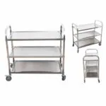 2-SOGA 3 Tier 95x50x95cm Stainless Steel Kitchen Dinning Food Cart Trolley Utility Size Large