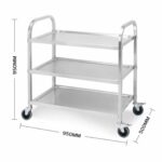 3-SOGA 3 Tier 95x50x95cm Stainless Steel Kitchen Dinning Food Cart Trolley Utility Size Large