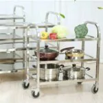4-SOGA 3 Tier 95x50x95cm Stainless Steel Kitchen Dinning Food Cart Trolley Utility Size Large