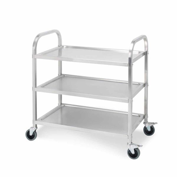 1-SOGA 3 Tier 95x50x95cm Stainless Steel Kitchen Dinning Food Cart Trolley Utility Size Large