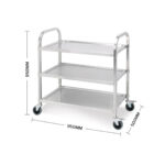 3-SOGA 2X 3 Tier 95x50x95cm Stainless Steel Kitchen Dinning Food Cart Trolley Utility Size Large