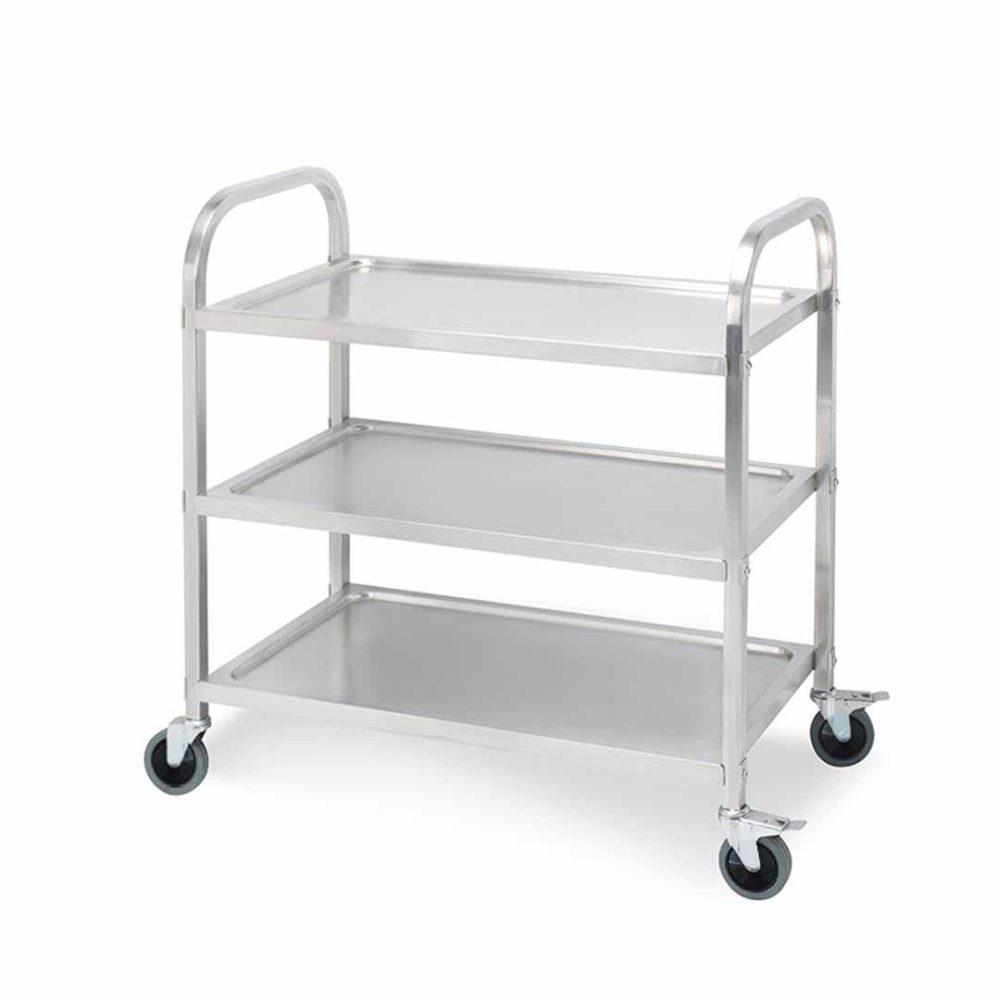 1-SOGA 3 Tier 75x40x83.5cm Stainless Steel Kitchen Dinning Food Cart Trolley Utility Size Small