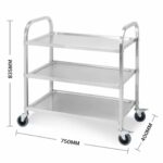 3-SOGA 3 Tier 75x40x83.5cm Stainless Steel Kitchen Dinning Food Cart Trolley Utility Size Small