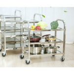 7-SOGA 2X 3 Tier 75x40x83.5cm Stainless Steel Kitchen Dinning Food Cart Trolley Utility Size Small