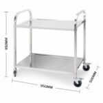 3-SOGA 2 Tier 95x50x95cm Stainless Steel Kitchen Dining Food Cart Trolley Utility Large