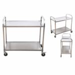 2-SOGA 2 Tier 85x45x90cm Stainless Steel Kitchen Dining Food Cart Trolley Utility Medium