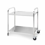 1-SOGA 2 Tier 85x45x90cm Stainless Steel Kitchen Dining Food Cart Trolley Utility Medium