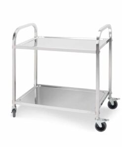 1-SOGA 2 Tier 85x45x90cm Stainless Steel Kitchen Dining Food Cart Trolley Utility Medium