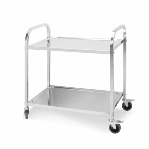 1-SOGA 2 Tier 85x45x90cm Stainless Steel Kitchen Dining Food Cart Trolley Utility Medium